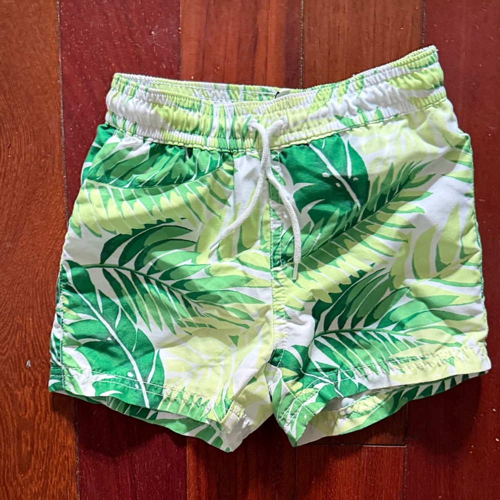 Janie and Jack Green Leaf Print Swim Shorts (18-24 months)